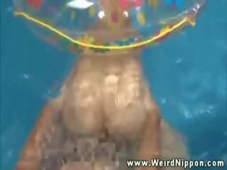 Asian deity getting pussy pounded in pool and loves it