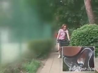 Asian Teen Sweeties Riding Bikes With Dildos In Their Cunts