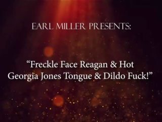 Freckle muka reagan & glorious georgia jones lidah & dildo/ alat mainan seks fuck&excl;