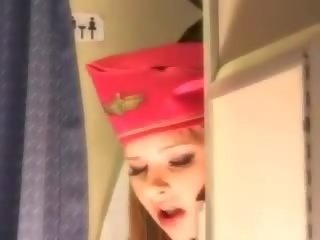 Erotic stewardess gets fresh sperm aboard