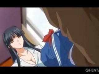 Hentai trường học búp bê gangbanged qua cô ấy giáo viên và facialized