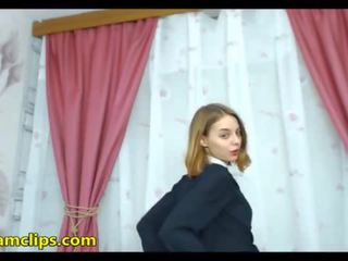 Sensational young woman blondinka has a new pair of uzyn kolgotka