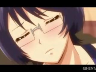 Hentai pechugona chica en gafas coño roscado a intenso orgasmo