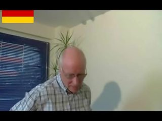 German grandpa makes young girlfriend Horny