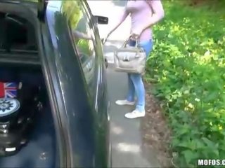 Czech strumpet Belle fucked at the roadside