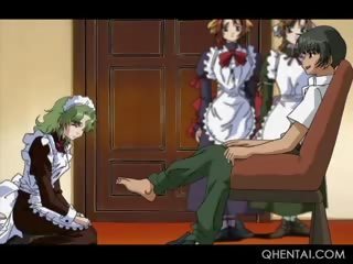 Hentai excited bloke sexually abusing his manis maids
