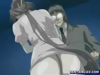 Renteng hentai perawat with a muzzle get whipped by expert