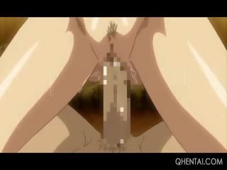 Gurih telanjang animasi pornografi keindahan putri pemberian memainkan payudara dan menunggangi batang di luar